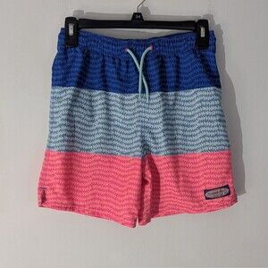 Vineyard Vines Blue, White, and Pink Striped Swim Shorts